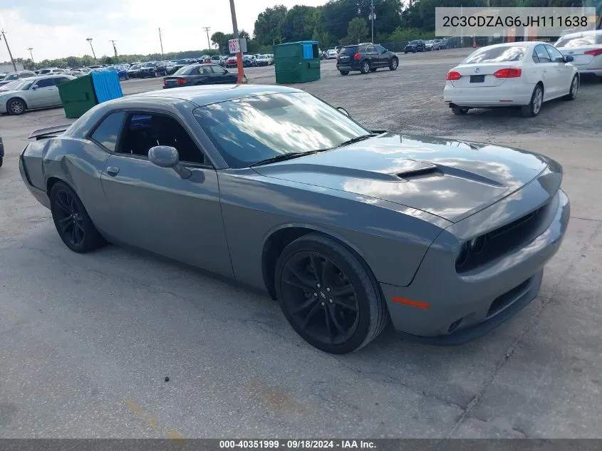 2018 Dodge Challenger Sxt VIN: 2C3CDZAG6JH111638 Lot: 40351999