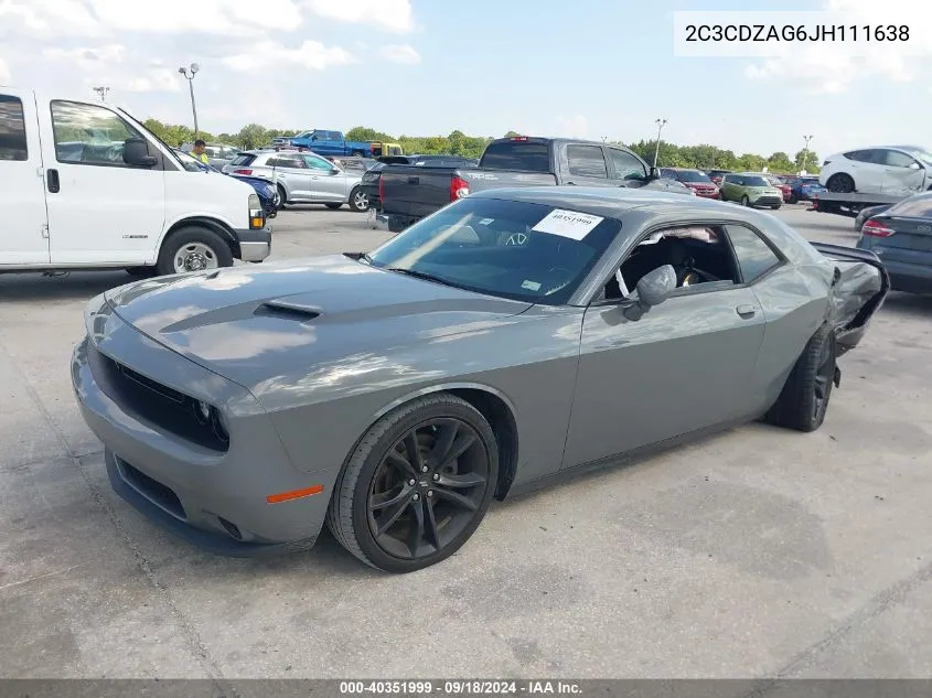 2018 Dodge Challenger Sxt VIN: 2C3CDZAG6JH111638 Lot: 40351999