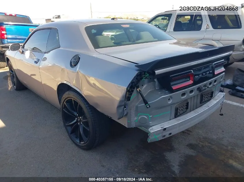 2018 Dodge Challenger Sxt VIN: 2C3CDZAG6JH204868 Lot: 40357155