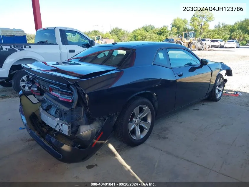 2018 Dodge Challenger Sxt VIN: 2C3CDZAG4JH123786 Lot: 40401841