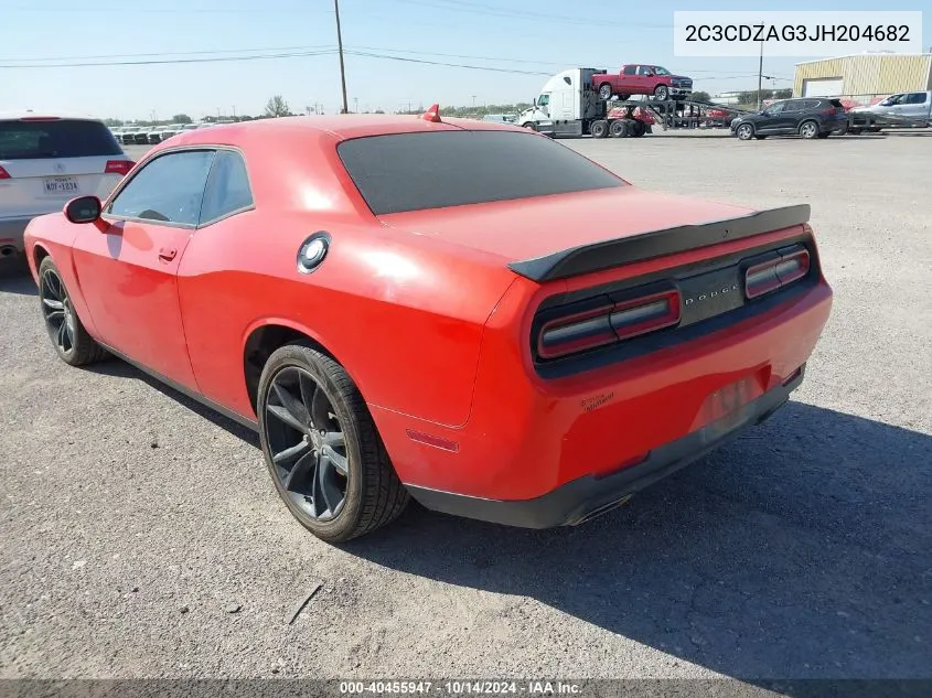 2018 Dodge Challenger Sxt VIN: 2C3CDZAG3JH204682 Lot: 40455947