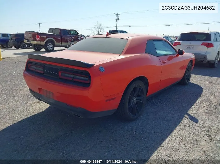 2018 Dodge Challenger Sxt VIN: 2C3CDZAG3JH204682 Lot: 40455947