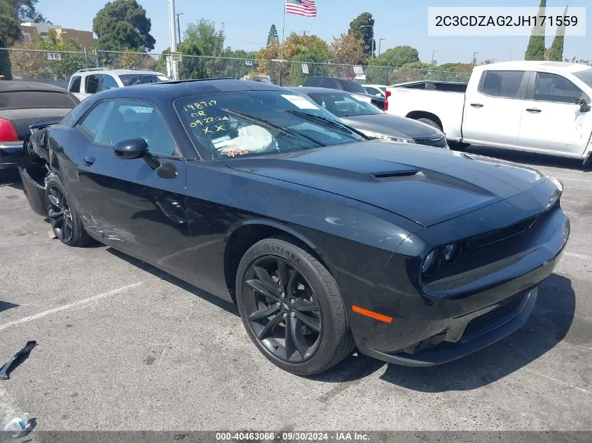 2018 Dodge Challenger Sxt VIN: 2C3CDZAG2JH171559 Lot: 40463066