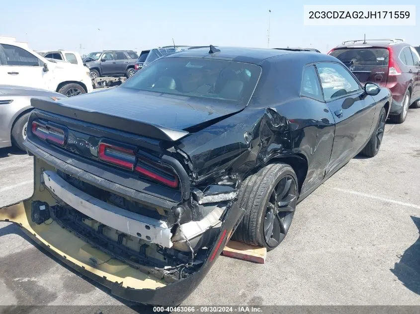 2018 Dodge Challenger Sxt VIN: 2C3CDZAG2JH171559 Lot: 40463066