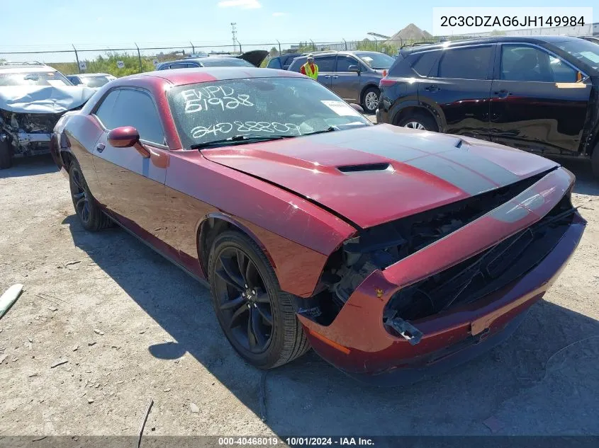 2018 Dodge Challenger Sxt Plus VIN: 2C3CDZAG6JH149984 Lot: 40468019