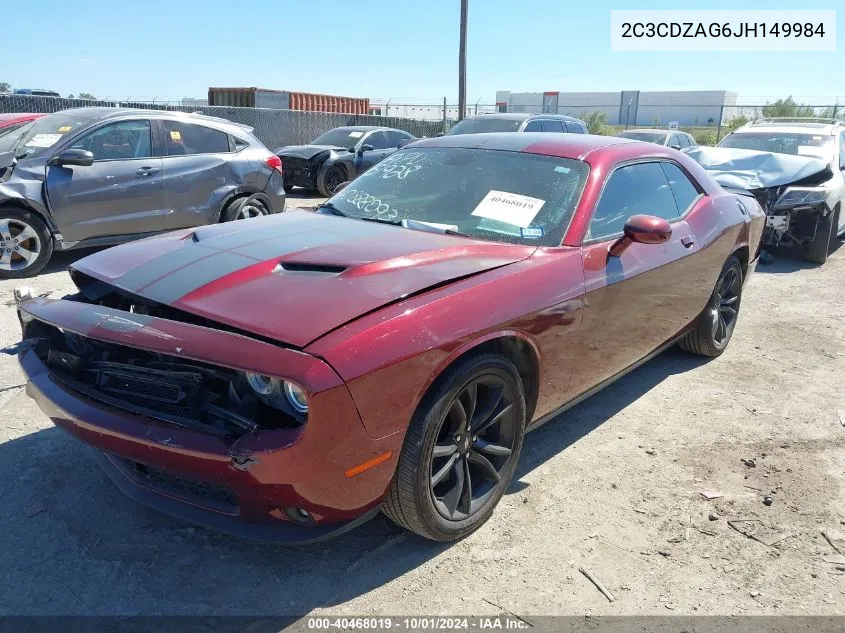 2018 Dodge Challenger Sxt Plus VIN: 2C3CDZAG6JH149984 Lot: 40468019