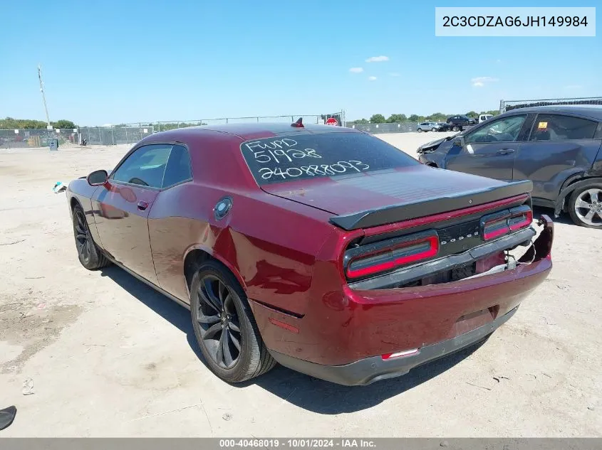 2018 Dodge Challenger Sxt Plus VIN: 2C3CDZAG6JH149984 Lot: 40468019