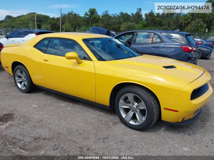 2018 Dodge Challenger Sxt VIN: 2C3CDZAG6JH294474 Lot: 40483844