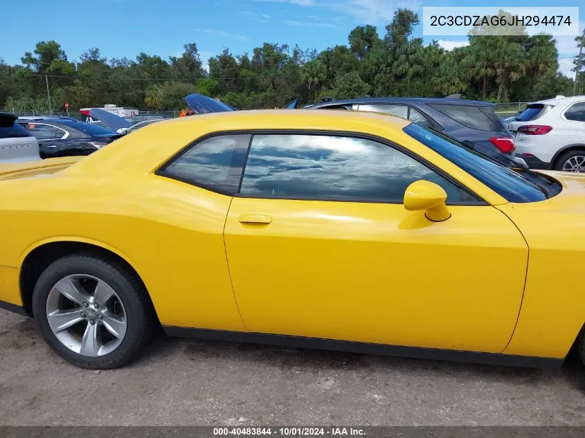 2018 Dodge Challenger Sxt VIN: 2C3CDZAG6JH294474 Lot: 40483844