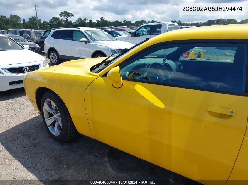 2018 Dodge Challenger Sxt VIN: 2C3CDZAG6JH294474 Lot: 40483844