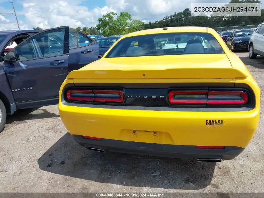 2018 Dodge Challenger Sxt VIN: 2C3CDZAG6JH294474 Lot: 40483844