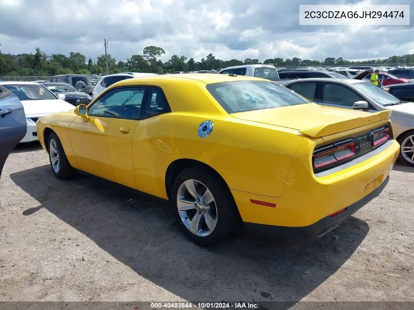 2018 Dodge Challenger Sxt VIN: 2C3CDZAG6JH294474 Lot: 40483844