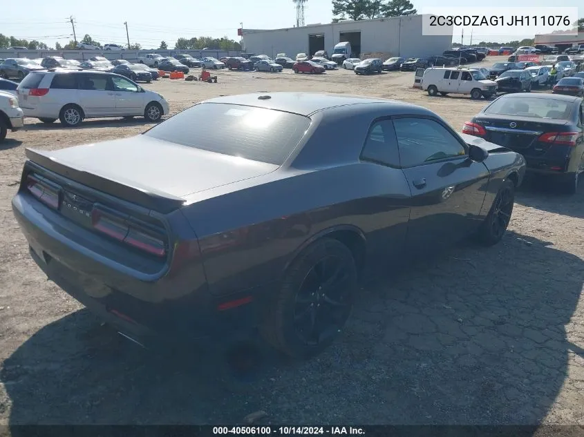 2018 Dodge Challenger Sxt VIN: 2C3CDZAG1JH111076 Lot: 40506100