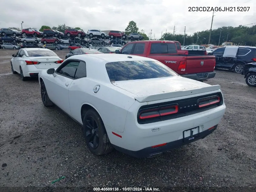 2018 Dodge Challenger Sxt VIN: 2C3CDZAG6JH215207 Lot: 40509138