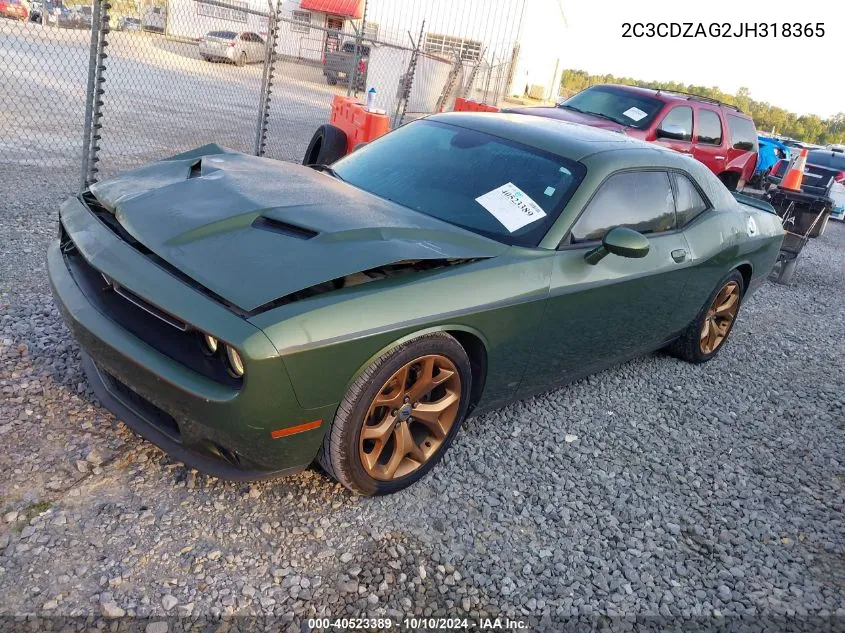 2018 Dodge Challenger Sxt Plus VIN: 2C3CDZAG2JH318365 Lot: 40523389