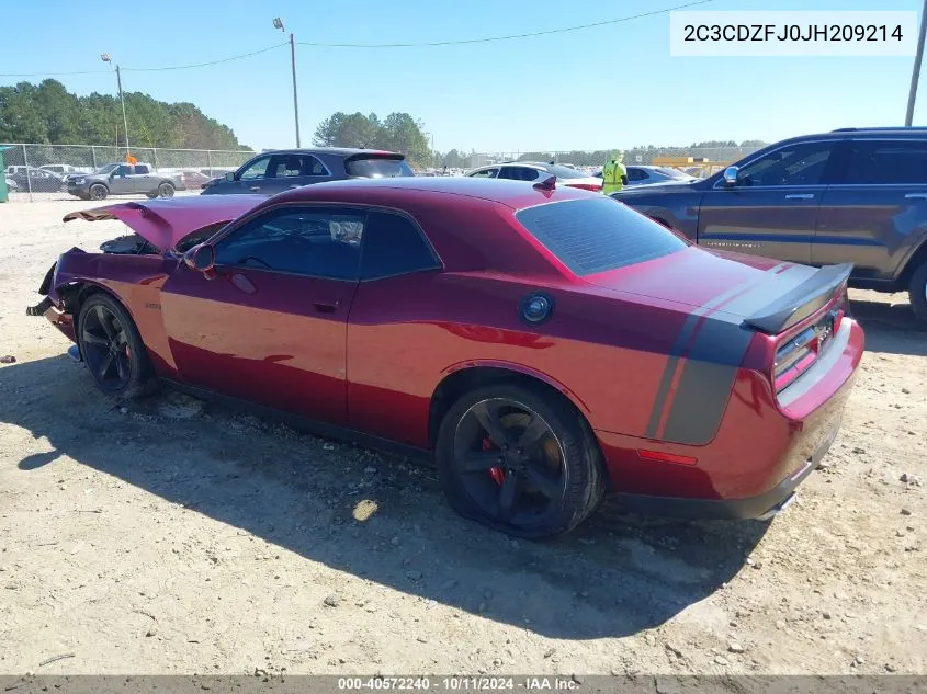 2018 Dodge Challenger R/T Scat Pack VIN: 2C3CDZFJ0JH209214 Lot: 40572240