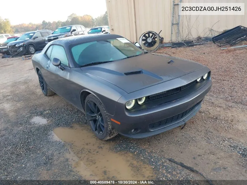 2018 Dodge Challenger Sxt VIN: 2C3CDZAG0JH251426 Lot: 40589478