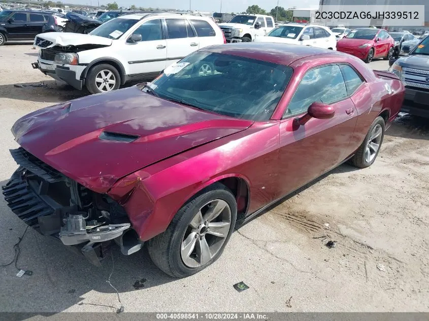 2C3CDZAG6JH339512 2018 Dodge Challenger Sxt