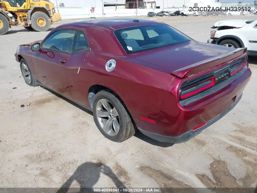 2C3CDZAG6JH339512 2018 Dodge Challenger Sxt