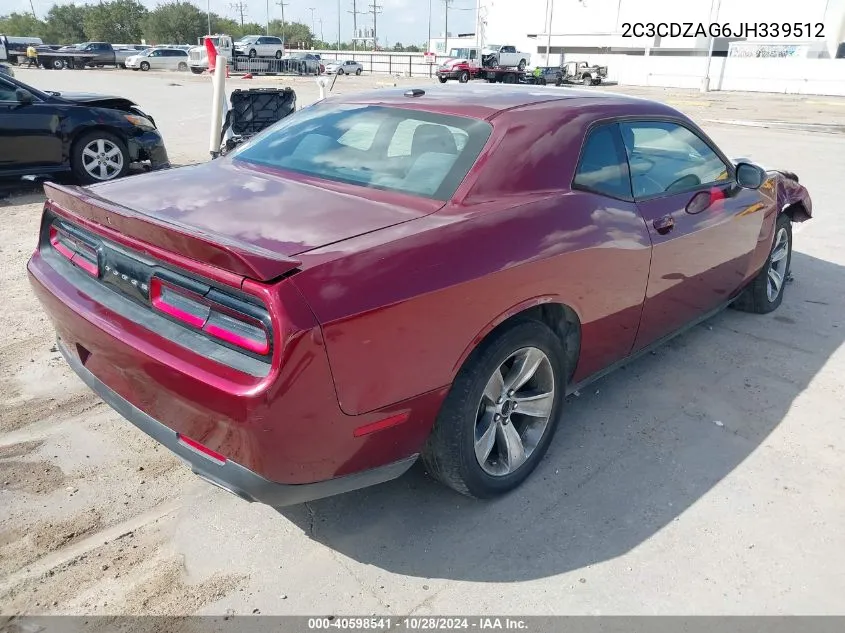 2C3CDZAG6JH339512 2018 Dodge Challenger Sxt