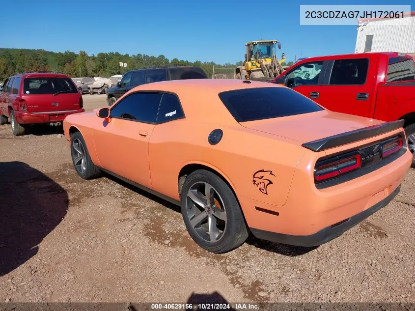 2018 Dodge Challenger Sxt VIN: 2C3CDZAG7JH172061 Lot: 40629156