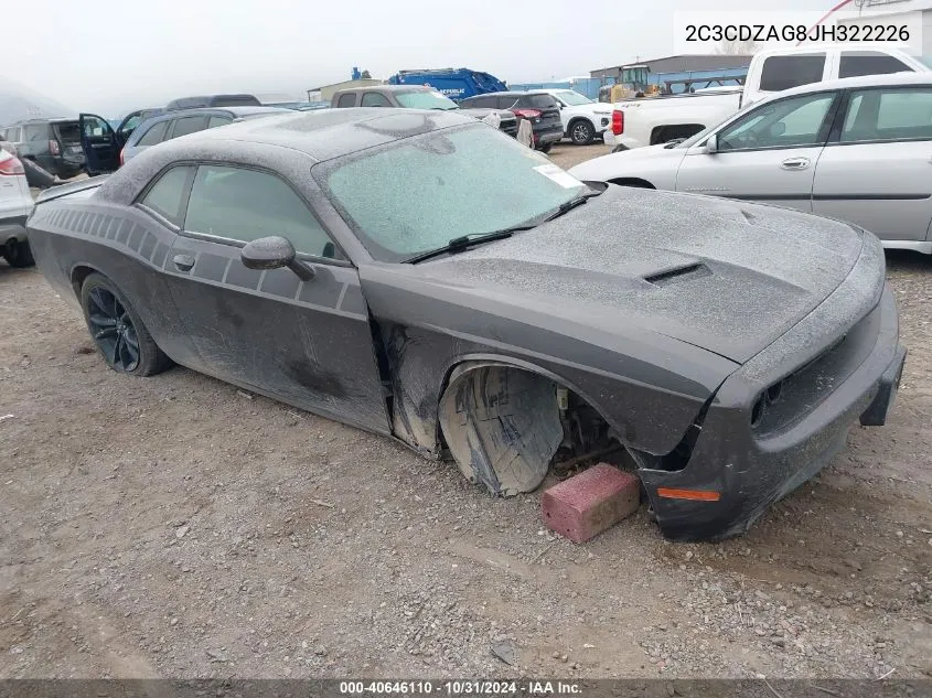 2018 Dodge Challenger Sxt Plus VIN: 2C3CDZAG8JH322226 Lot: 40646110