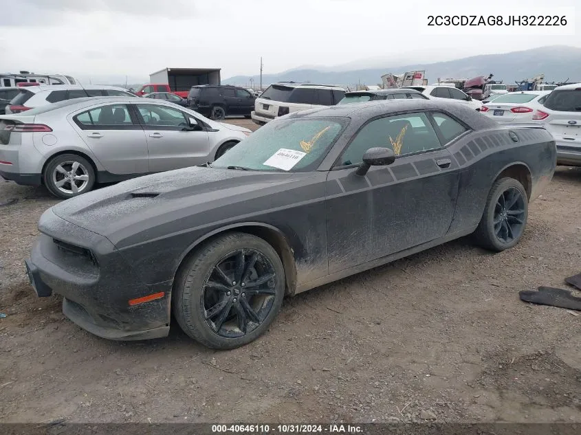 2018 Dodge Challenger Sxt Plus VIN: 2C3CDZAG8JH322226 Lot: 40646110