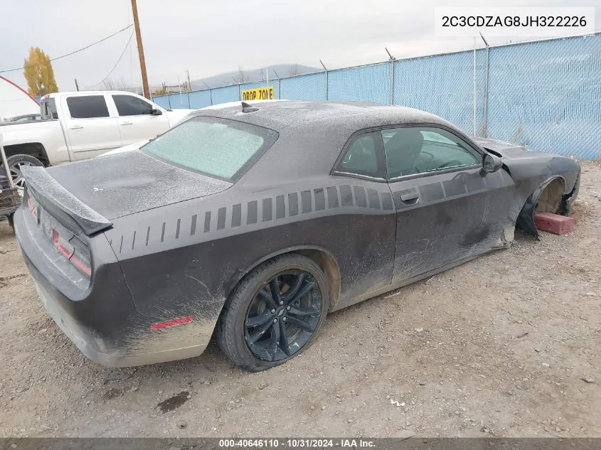 2018 Dodge Challenger Sxt Plus VIN: 2C3CDZAG8JH322226 Lot: 40646110