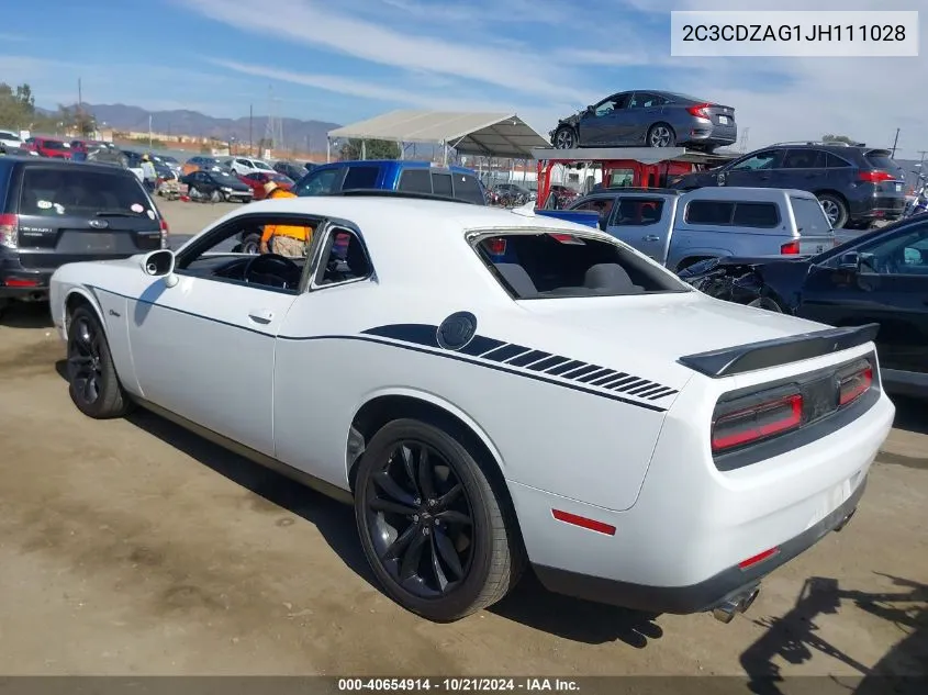 2018 Dodge Challenger Sxt VIN: 2C3CDZAG1JH111028 Lot: 40654914