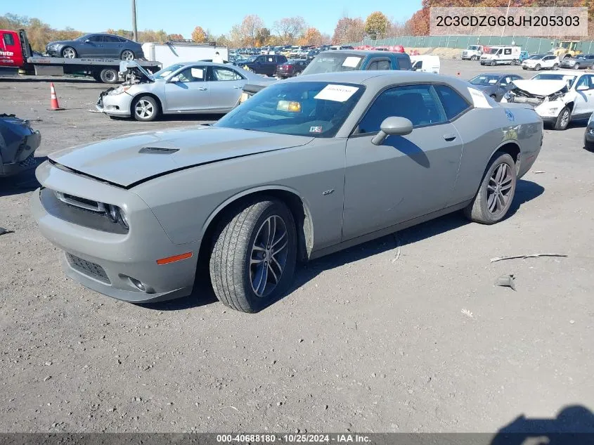 2018 Dodge Challenger Gt Awd VIN: 2C3CDZGG8JH205303 Lot: 40688180