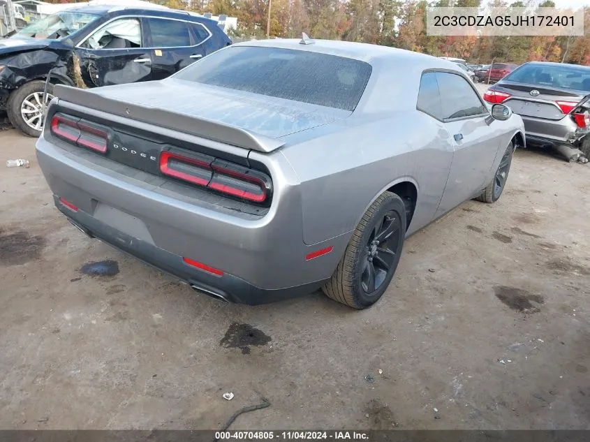 2018 Dodge Challenger Sxt VIN: 2C3CDZAG5JH172401 Lot: 40704805