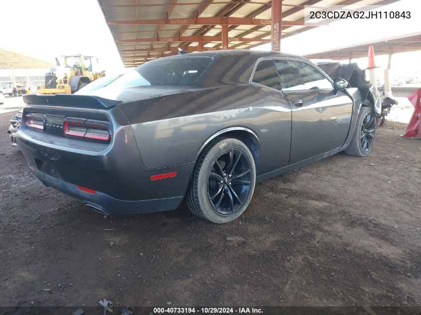 2018 Dodge Challenger Sxt Plus VIN: 2C3CDZAG2JH110843 Lot: 40733194