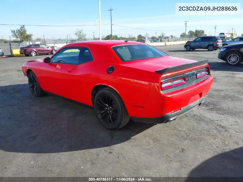 2018 Dodge Challenger Sxt VIN: 2C3CDZAG9JH288636 Lot: 40786317