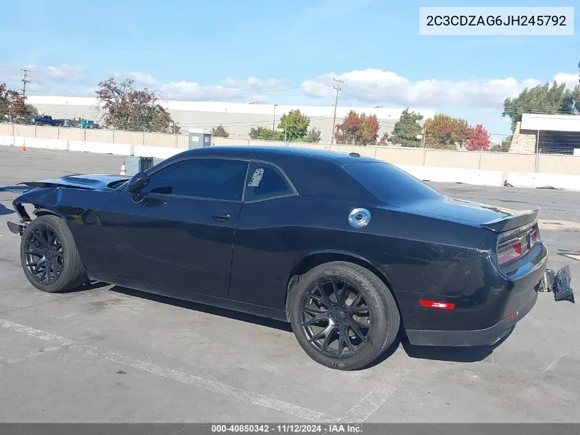 2018 Dodge Challenger Sxt VIN: 2C3CDZAG6JH245792 Lot: 40850342