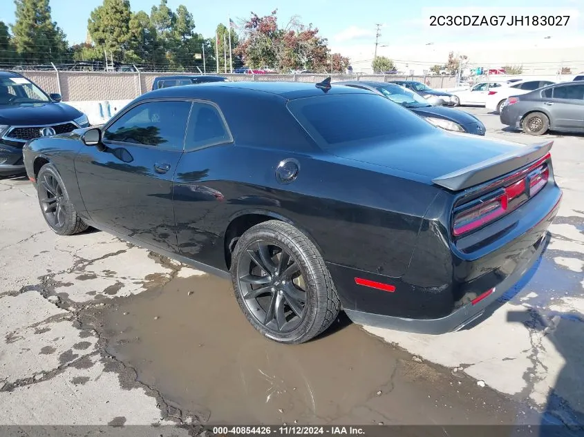 2018 Dodge Challenger Sxt Plus VIN: 2C3CDZAG7JH183027 Lot: 40854426