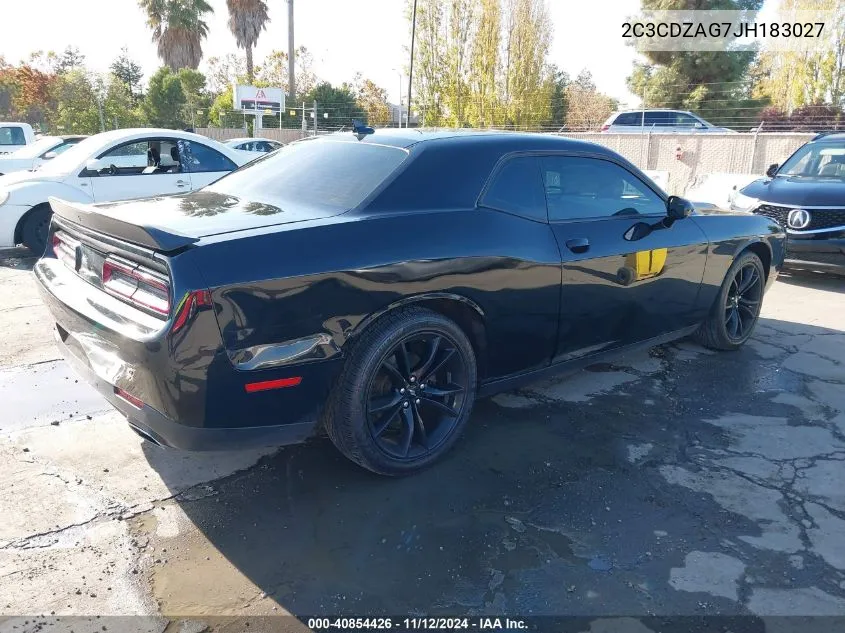 2018 Dodge Challenger Sxt Plus VIN: 2C3CDZAG7JH183027 Lot: 40854426