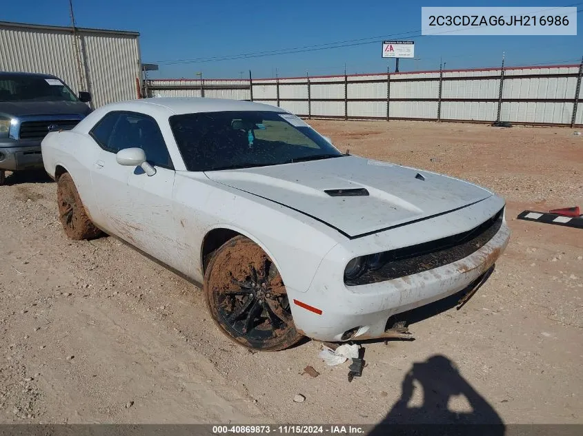 2018 Dodge Challenger Sxt Plus VIN: 2C3CDZAG6JH216986 Lot: 40869873