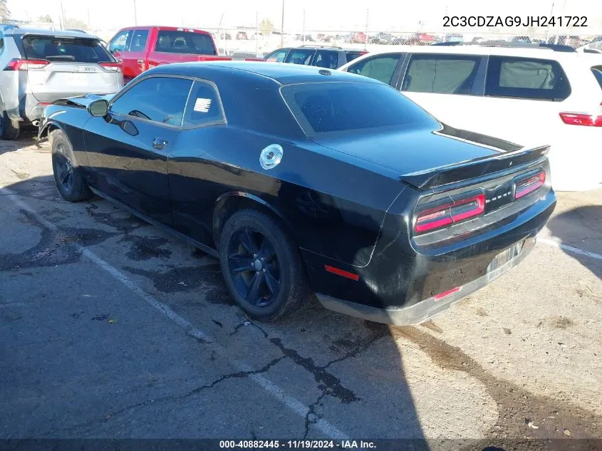 2018 Dodge Challenger Sxt VIN: 2C3CDZAG9JH241722 Lot: 40882445