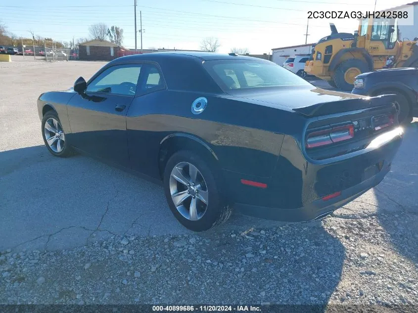 2018 Dodge Challenger Sxt VIN: 2C3CDZAG3JH242588 Lot: 40899686