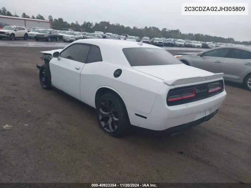 2018 Dodge Challenger Sxt Plus VIN: 2C3CDZAG2JH305809 Lot: 40923354