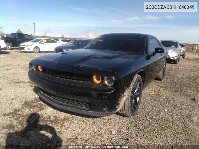 2C3CDZAG0KH640049 2019 Dodge Challenger Sxt