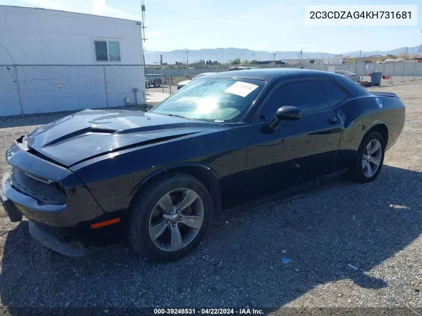 2019 Dodge Challenger Sxt VIN: 2C3CDZAG4KH731681 Lot: 39248531