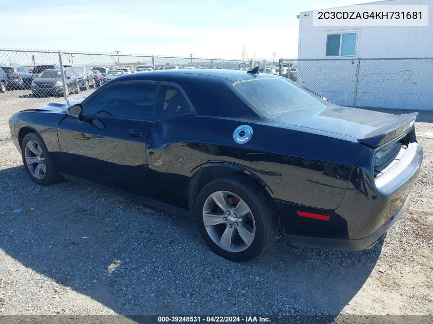 2019 Dodge Challenger Sxt VIN: 2C3CDZAG4KH731681 Lot: 39248531