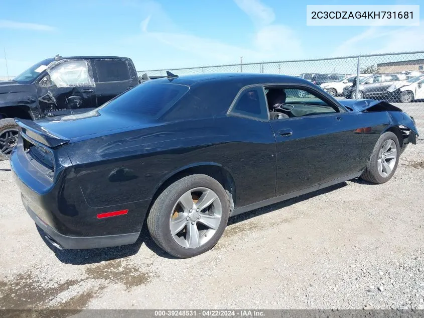 2019 Dodge Challenger Sxt VIN: 2C3CDZAG4KH731681 Lot: 39248531