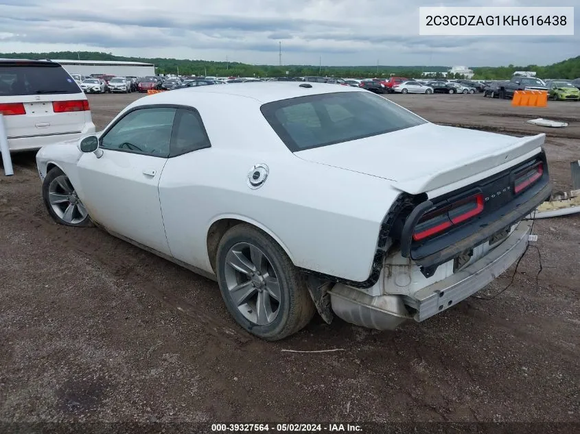 2019 Dodge Challenger Sxt VIN: 2C3CDZAG1KH616438 Lot: 39327564