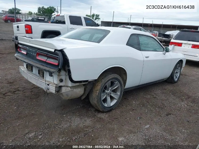 2019 Dodge Challenger Sxt VIN: 2C3CDZAG1KH616438 Lot: 39327564