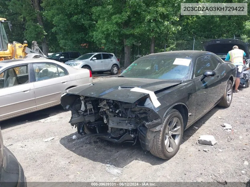 2019 Dodge Challenger Sxt VIN: 2C3CDZAG3KH729422 Lot: 39639331