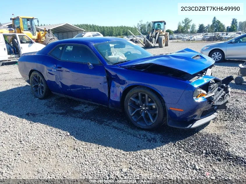 2019 Dodge Challenger R/T VIN: 2C3CDZBT7KH649990 Lot: 39706955