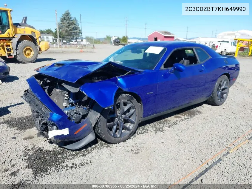 2019 Dodge Challenger R/T VIN: 2C3CDZBT7KH649990 Lot: 39706955