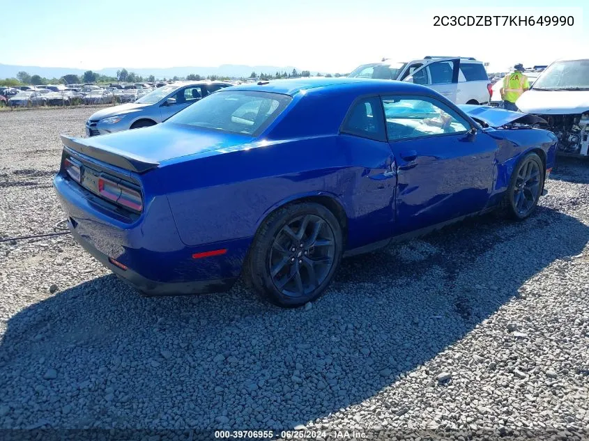 2019 Dodge Challenger R/T VIN: 2C3CDZBT7KH649990 Lot: 39706955